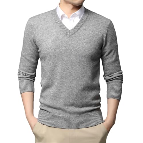 Rfmfkkg Men Woolen Knit Pullover V Neck Sweater Black for Men Winter Casual Jumper Dressy Wear