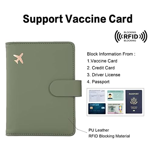 Cnycmy-Passport-Holder-and-Vaccine-Card-HolderPassport-Wallet-Holder-for-Women-Rfid-Passport-Holder-with-Vaccine-Card-Slot-Waterproof-PU-Leather-Travel-Passport-Case-for-WomenMen-Moss-green