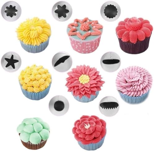 KOKSI 20-Piece Cake Decorating Kit with Silicone Pastry Bag, 14 Piping Tips, 1 Coupler, 3 Cake Scrapers