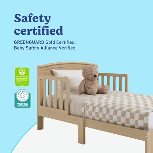 Image of Graco Benton Toddler Bed, Driftwood | GREENGUARD Gold Certified, Fits Standard Full-Size Crib & Toddler Mattress, Toddler Safety Guardrails Included, Easy Assembly