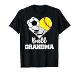 Ball Grandma Heart Funny Soccer Softball Hockey Grandma T-Shirt