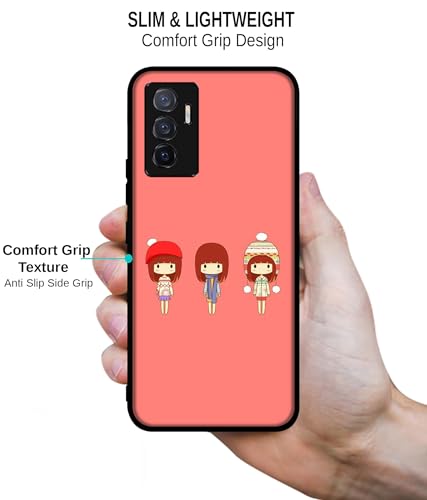 Image of Cute Girls Design Premium 2D Printed Metal Back Case Cover for Vivo V23E 5G / Y75 4G