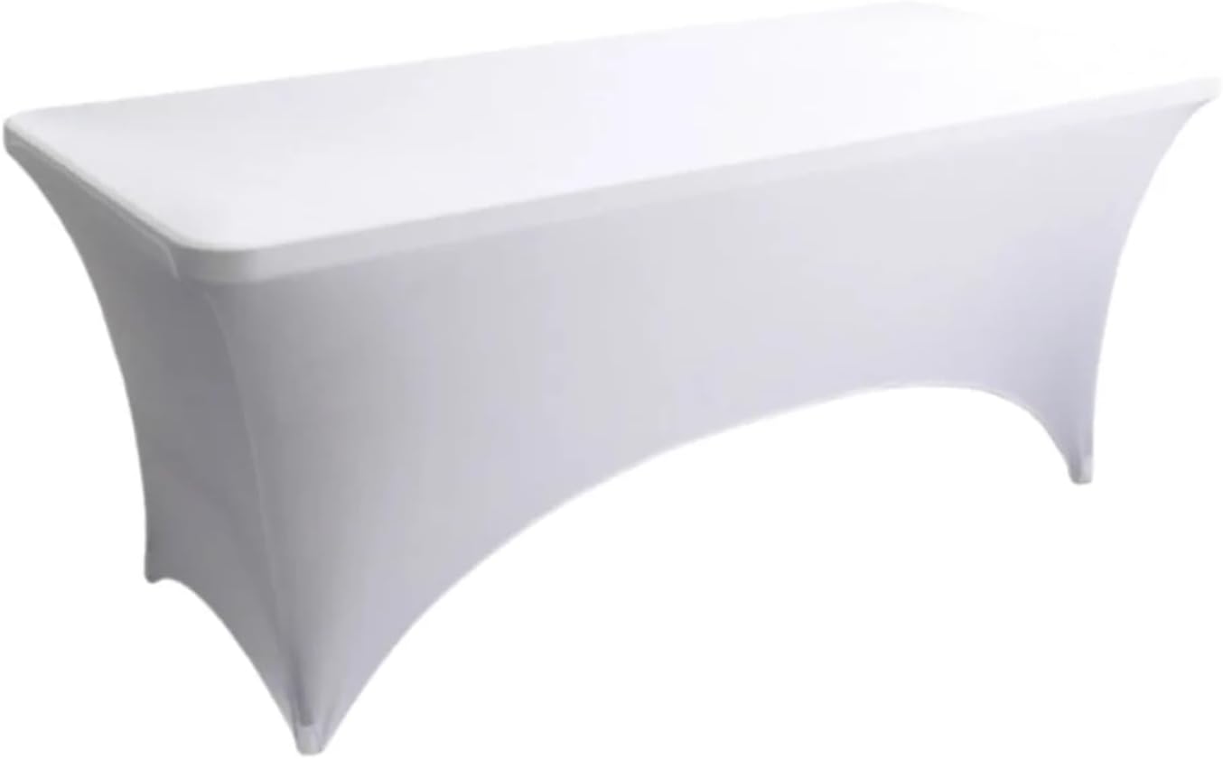 Stretch Rectangle Tablecloth 4/6/8FT High Stretch Tablecloth Washable Universal Rectangular Cloth Elastic Bed Cover Hotel Banquet(White,6FT)
