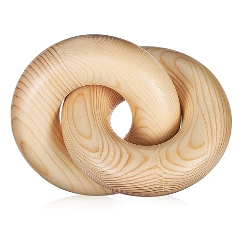 Sewroro Wooden Hanging Ornaments Farmhouse Decor Wood Chain and Ring for Living Wall Home Decorative Accessories