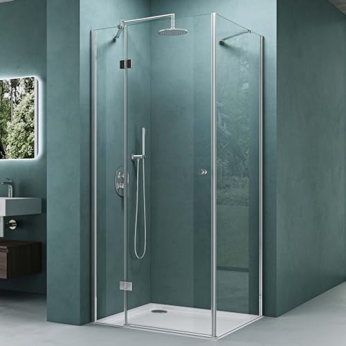 Mai & Mai Duschkabine 80x80 Eckeinstieg Eckdusche Duschabtrennung 6mm ESG Sicherheitsglas inkl. NANO-Beschichtung Klarglas R05K
