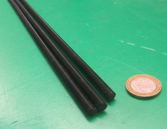 Black Nylon 6/6 Fully Threaded Ro, RH 1/4"-20 x 24 Length 3 Pcs.