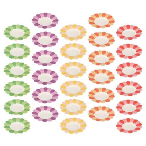 Alipis 50pcs Flower Paper Plate: Party Plate Food Serving Plate Festive Paper Dinner Tableware