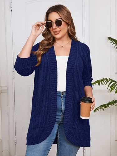 Image of BELAROI Women Plus Size Cardigan Sweater Fall Outfit