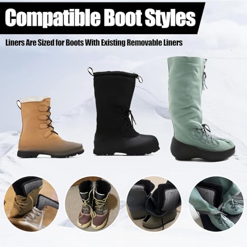 Ramede 2 Pairs Winter Snow Boot Liners for Men Warm Boot Socks with Aluminum Film Waterproof Liners for Cold Weather Hunting(Men\'s 12) - Thumbnail 6