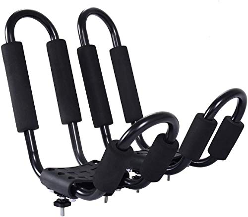 2 Pairs Kayak Roof Rack, Universal Kayak Carrier J-Bar Rack With 4 Tie Down Straps, Canoe Boat Sup Surfboard Ski Board Rooftop Mount Rack On Car Suv And Truck Crossbar #TOP4