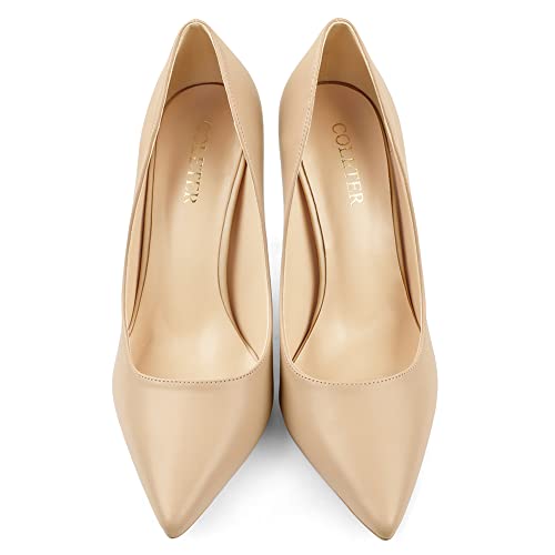 COLETER Women's 4 Inch Pumps Pointy Toe Wedding Dress Shoes Slip on Stiletto Pumps