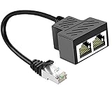 Ethernet Splitter 1 to 2 RJ45 Network Cable, JUEJUEZI Ethernet Splitter Connectort Male to Female, for Super Cat5/5e/6/7, TVs/Set-top Boxes/Computers/Routers/ADSL/Hubs/Switche/Wireless