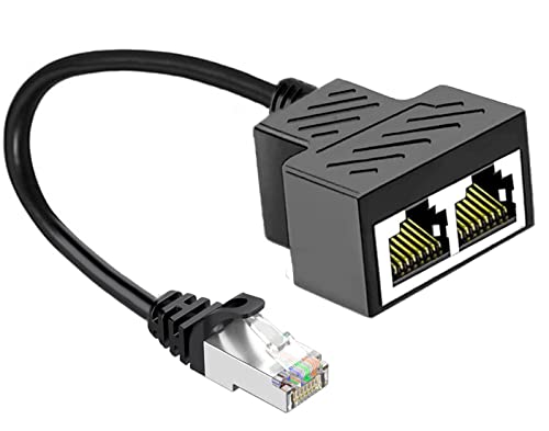 Ethernet Splitter 1 to 2 RJ45 Network Cable, JUEJUEZI Ethernet Splitter Connectort Male to Female, for Super Cat5/5e/6/7, TVs/Set-top Boxes/Computers/Routers/ADSL/Hubs/Switche/Wireless