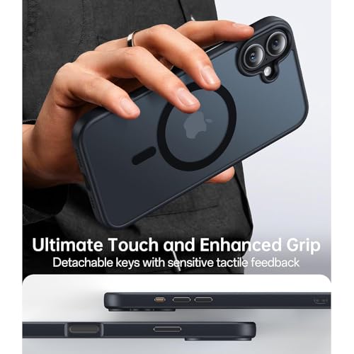 Image of amazon basics Mobile Cover for Apple iPhone 16 (Silicon Crystal Clear Slim PC & TPU, Soft & Shockproof Back Case, Magnetic Case), Black