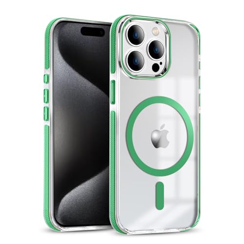 Image of MINTZZ ️ for iPhone 13 Pro Max Case, Compatible with MagSafe, Military-Grade Protection, Yellowing Resistant, Scratch-Resistant TPU Back, Magnetic Phone Case for iPhone 13 Pro Max, Clear Green