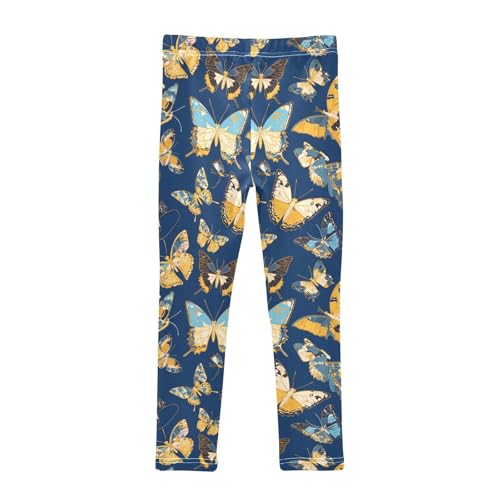 KLL Blue and Yellow Butterflies Toddler Girl Cotton Leggings Stretch Full Length Yoga Pants Running2