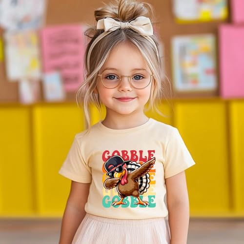 Thanksgiving Shirt for Boys Toddler Kids Funny Turkey Gobble Outfits Pumpkin Season Fall T-Shirt Tee 2-7 Years3