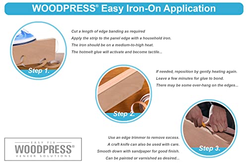 WoodPress® 22mm Real Oak Pre-Glued Veneer Edging Tape – 50m Trade Roll – Iron-On Wood Application