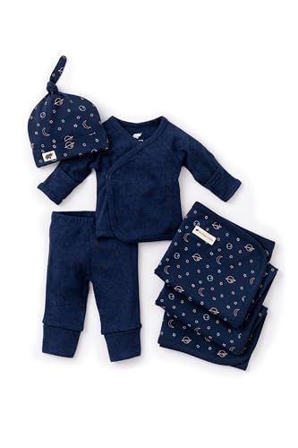 Image of monica + andy Hospital Cuddle Box, 100% Organic Baby Clothes for Newborns & Infants, Coming Home Swaddle Blanket & Cap