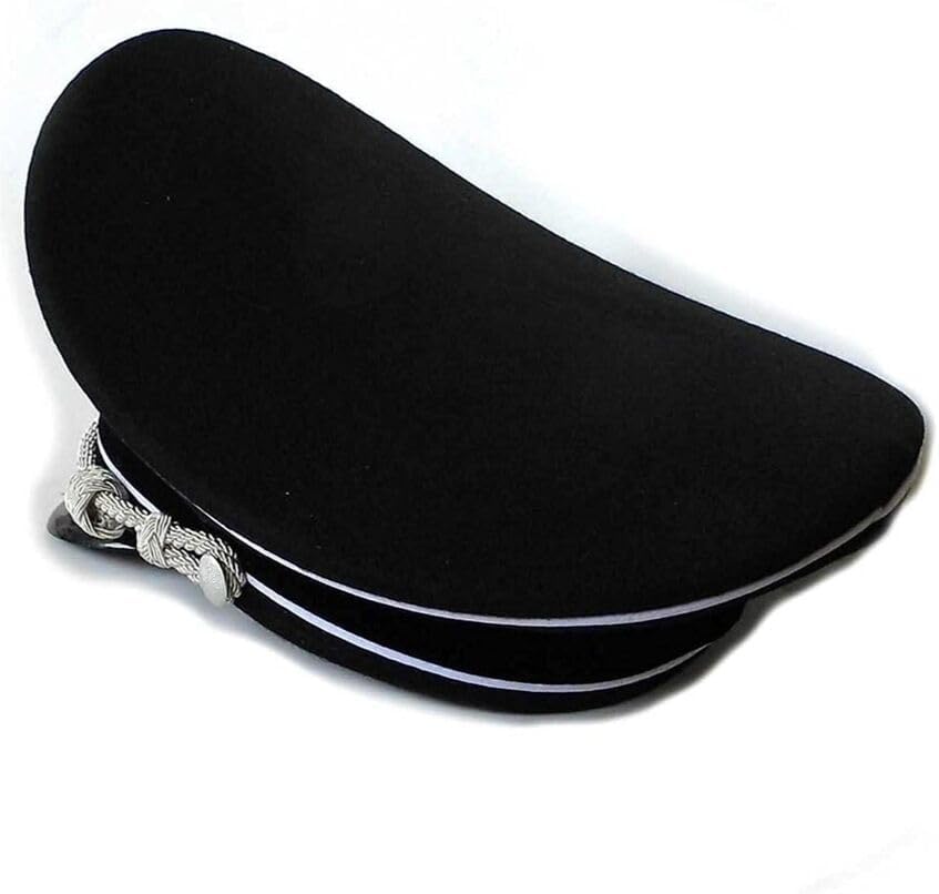 WWII German SS Elite Officer HAT Officer Army Wool Visor Crusher Cap Black(58CM)