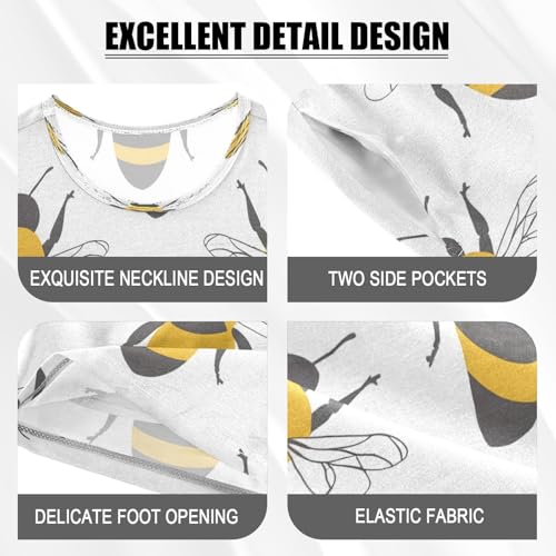 senya Short Sleeve Pajamas Sets Summer Cotton Sleepwear Yellow Black Bee4