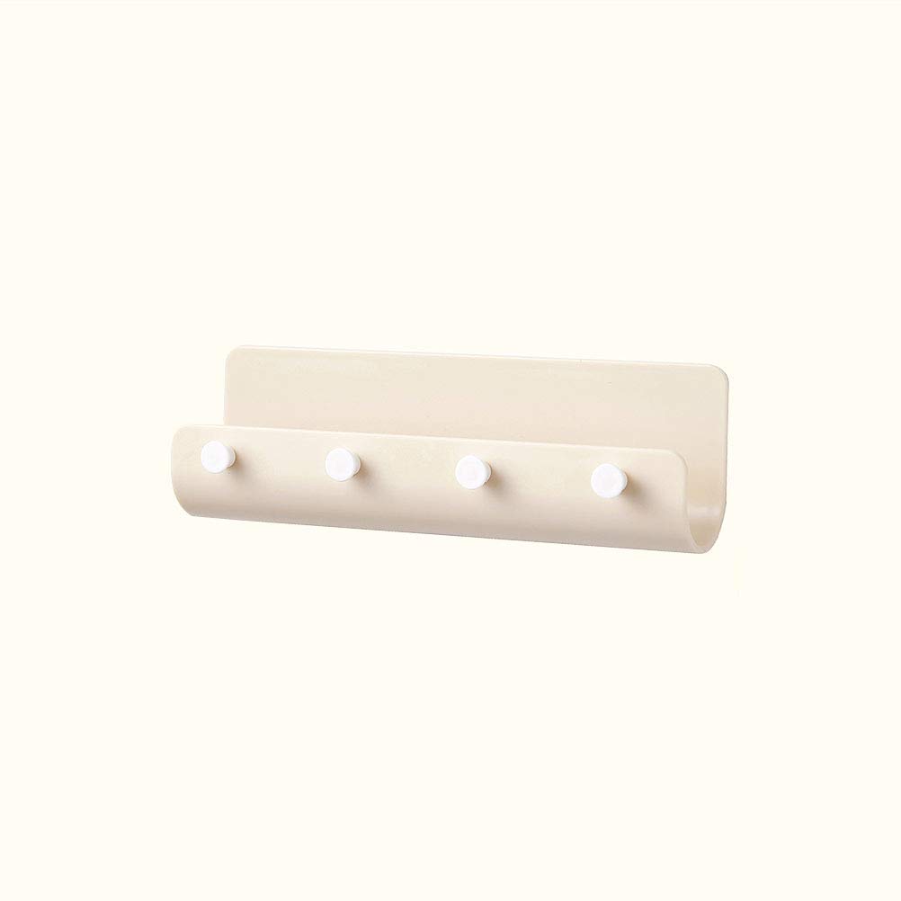 Porta posta da parete porta chiavi a 4 ganci appendiabiti appendiabiti per ingresso corridoio cucina - 21,5 x 4 x 7 cm (beige)