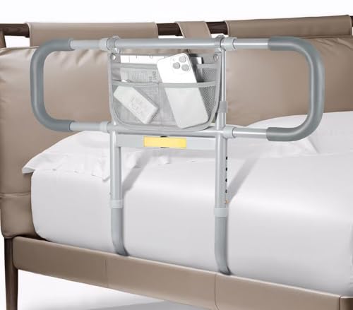 Bed Rails for Elderly Adults Safety, Extended Beds Assist Rail for Seniors with Motion Sensor Light - Adjustable Side Bed Guard Rails Handle Support Bar with Storage Bag, Fit King Queen Full Twin Bed
