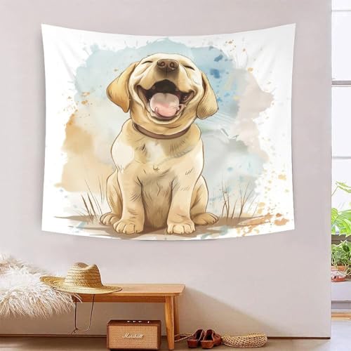 Couverture murale 3D Labrador YZZBCDTL en polyester doux pour salon et dortoir