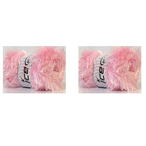 Ice Yarns Eyelash Fun Fur Yarn 100 Gram (3.53 Ounces) 164 Yards (150 Meters) 2 Skeins (Baby Pink - 22719) #TOP2