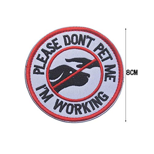 Embroidered Patches Applique Please Don't Pet Me I'm Working Patch Sew in Hook Loop Fastener Patch for Dog Harnesses and Vest