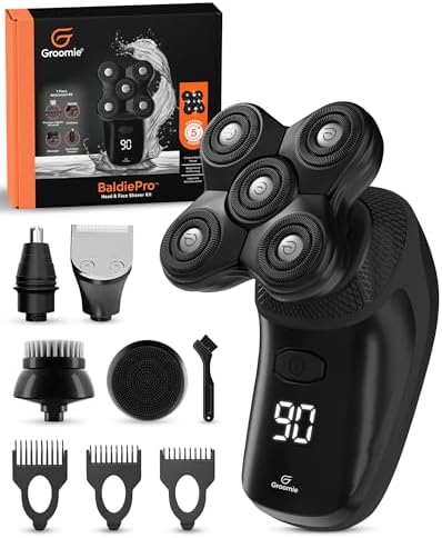 Groomie Cordless Bald Head Shavers for Men, BaldiePro Head Groomi...