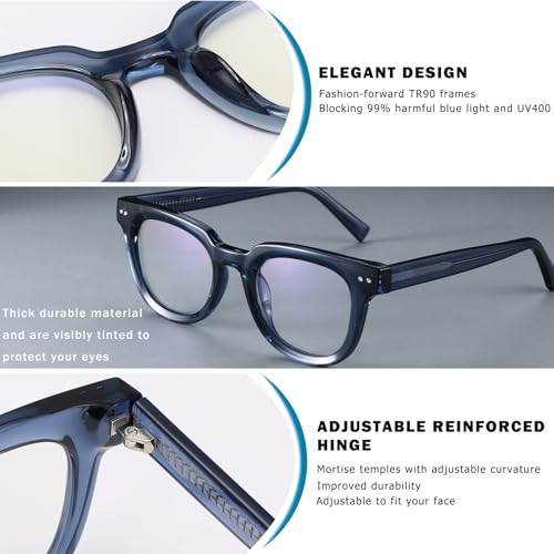 Image of Blue Light Glasses for Woman /Men TR90 Computer Eyeglasses with Anti Eyestrain & UV Glare (Blue)