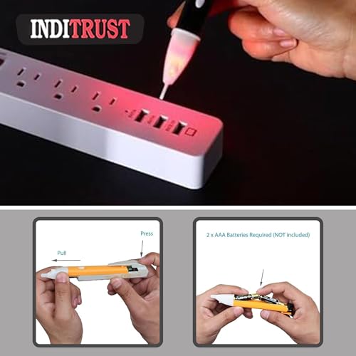 Image of Inditrust Analog Voltage Tester Touchless pen tester 90~1000V AC Electric Voltage Power Detector Sensor Tester LED Light Non-Contact Pen, (1 PIECE)