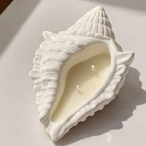 Image of Shell Candle - Aesthetic Seashell Soy Wax Blend Candle with Double Wick | Decorative Coastal Home Decor for Living Room, Bedroom & Coffee Table | Unique Gift (Pack of 1)