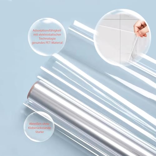 LUPATDY Elektrostatische Wandschutzfolie, Spritzschutz für Hunde, Transparent, Selbstklebend, für Wände, Küchen, Möbel, Büros (40cmx300cmx0.15mm)