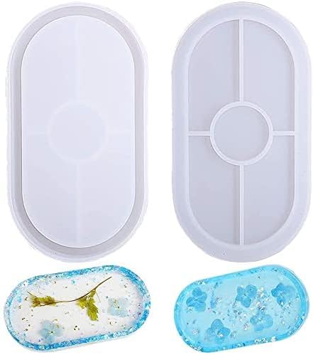 KIRA Box DIY Tray Resin Mold Craft Oval Tray Silicone Creative Jewelry Making Mould Plate Dish Ashtray Epoxy Casting Mould for Office Home Decoration Supplies Ideal Present-49 (Pack of 1)