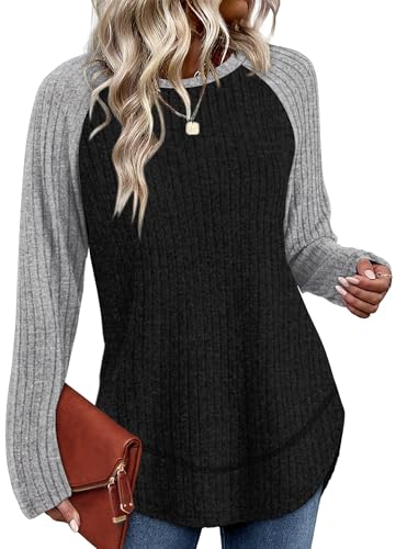 WIHOLL Long Sleeve Shirts for Women Fall Sweaters 2025 Lightweight Casual Tunic Tops Loose Fit Winter Clothing S-2XL