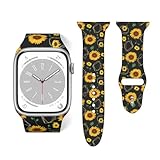 Salelf Sunflowers3, cinturino extra lungo per Apple Watch, con doppia fibbia, cinturino elastico in silicone, cinturino sportivo alla moda per donne e uomini, compatibile con iWatch serie 9/8/SE