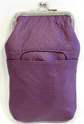 Women 100% Pure Leather Cigarette Case Lighter Match Pocket Zipper Coin Pouch -4
