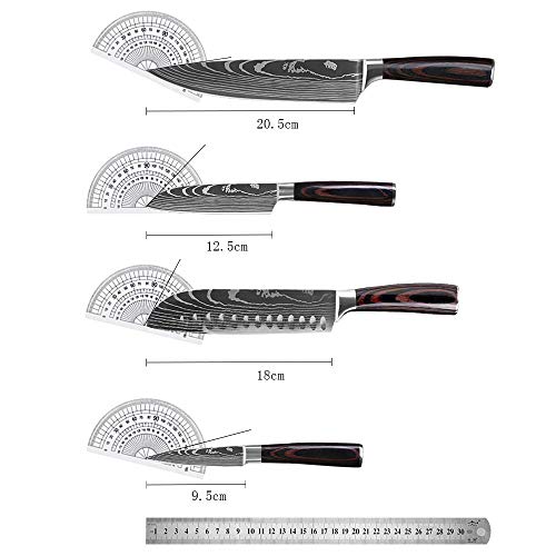image for LQUAN Chef Knife Set 4 Pieces, Kitchen Knife, Solid Wood Handle, 8-inc