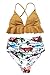 CUPSHE Women's Rambling Rose High-Waisted Push Up Bikini Set, Yellow, Medium