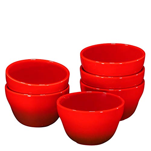 Bruntmor 8 Oz Ceramic Dessert Bowl Set Of 6 In Gradient Red, 8 Ounces Ceramic Chip And Dip Bowls, Small Ceramic Dish Set For Snacks, Nuts, Chip And Dip At Party, Thanksgiving And Christmas #TOP7