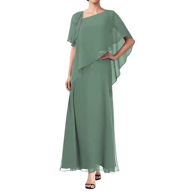 Mother of The Bride Dresses Overlay Cape Chiffon Formal Evening Gowns Long Mother of The Groom Dresses3