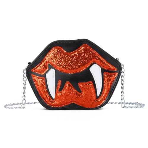 Oweisong Novelty Halloween Purse for Women Fun Shaped Lip Shoulder Bag Devil Handbag Ghost Crossbody Bag