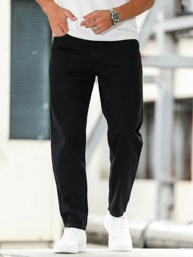 Image of Men's Slim Relaxed Fit Mid Rise Tapered Fit Non-Stretch Denim Jeans | Cotton Blend Casual 5 Pocket Denim Jeans for Men