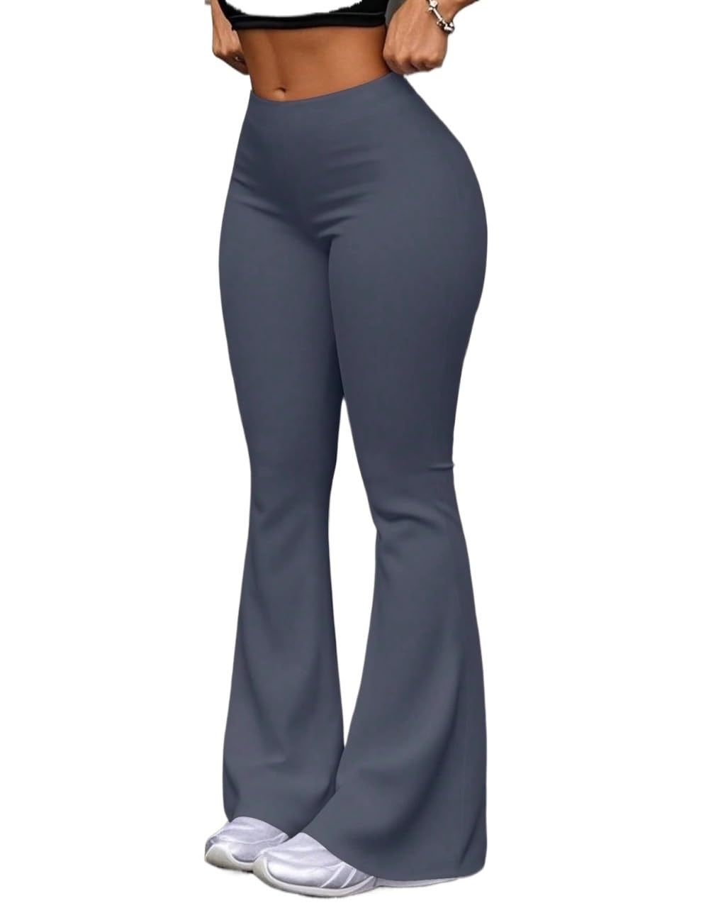 Womens Fall Casual High Waist Solid Color Bottom Pants Trousers