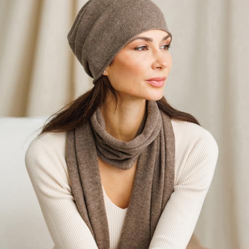 Fishers Finery 2pc Pure Cashmere Slouchy Beanie and Scarf Women's Set; with Exquisite Packaging4
