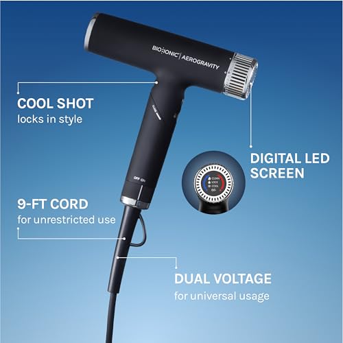 Image of Bio Ionic AeroGravity Featherlight Hair Dryer, Foldable Handle, Reduces Frizz & Static, Compact, Ultra-Lightweight Blow Dryer, Dual Voltage, Includes Diffuser & Concentrator Nozzle, Travel Essentials