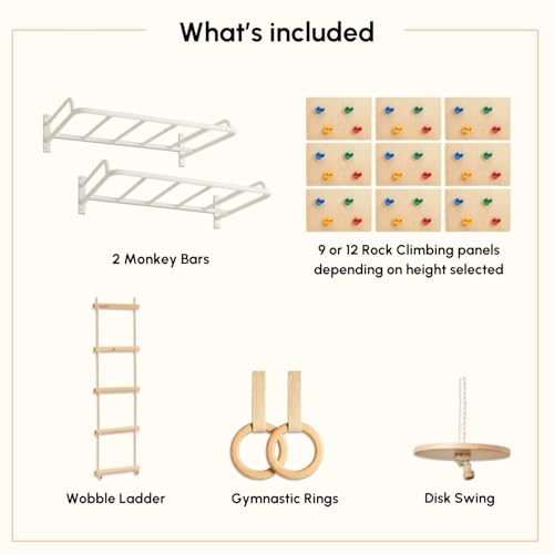 Image of Curious Cub Jungle Gym for Kids Indoor | Kids Gym Play Set | Contains Monkey Bar, Gymnastics Ring, Disk Swing, Rope Ladder for Kid to Play Indoor Fun Activity for Ages 4+ (UL1- 7 FEET)
