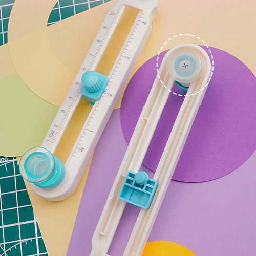 Tissting Kreisschneider Papier 2-20cm Durchmesser Verstellbare Rotations Kreis Papierschneider Kunststoff Paper Rundschneider Schneidemesser für Druckpapier, Laminiertes Papier, Kraftpapier